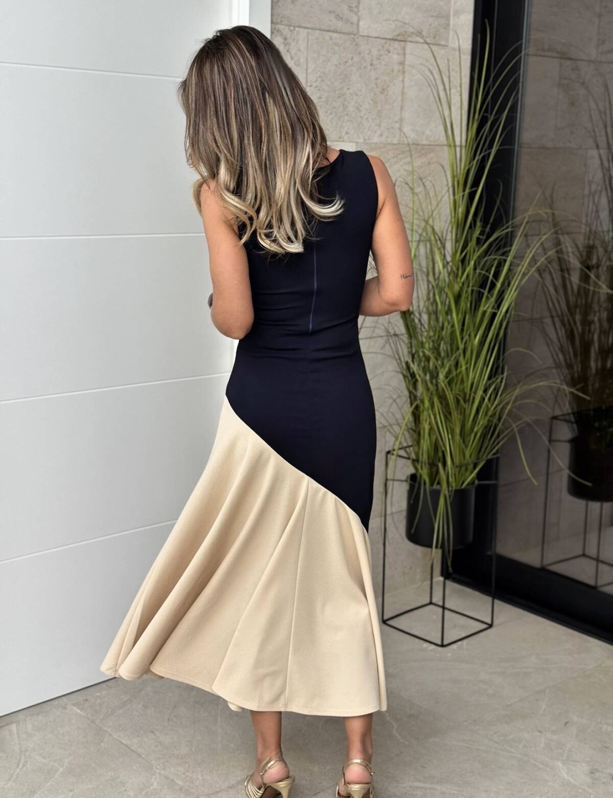 Vestido Bicolor Sin Mangas Marino - Imagen 2