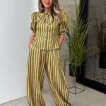 Conjunto Bombacho Rayas Verde / Mostaza