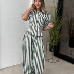 Conjunto Bombacho Rayas Turquesa / Marrón