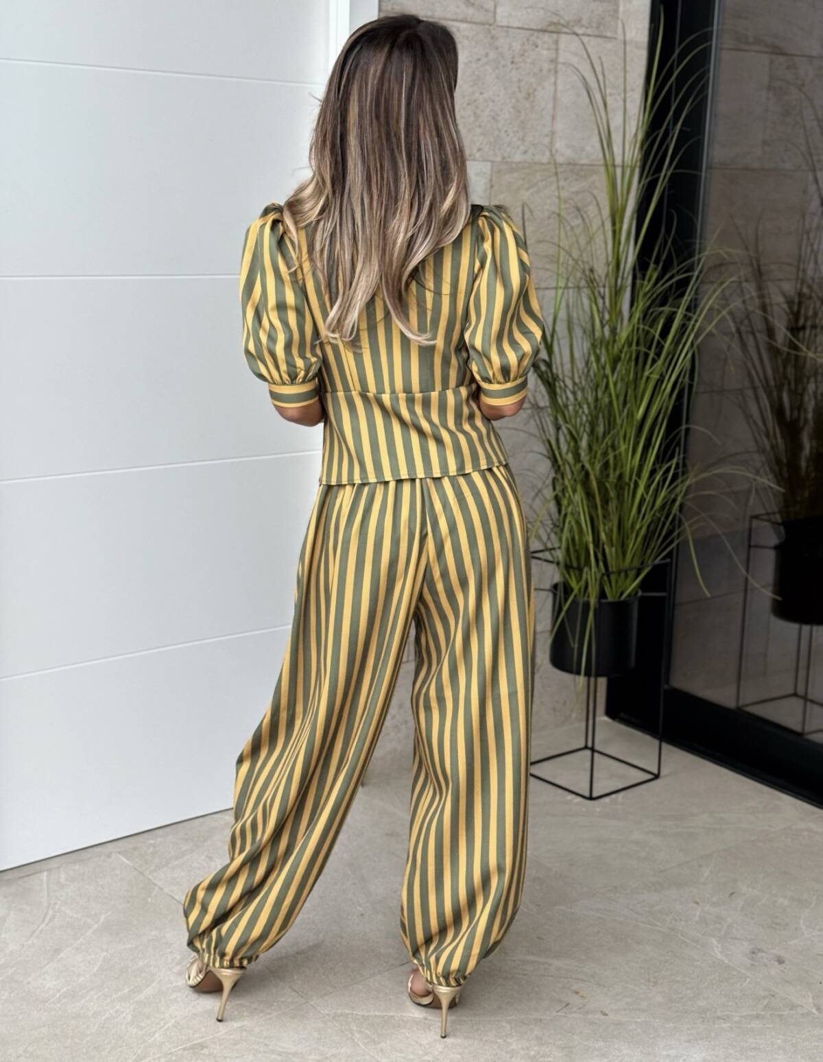 Conjunto Bombacho Rayas Verde / Mostaza - Imagen 6