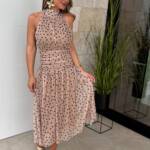 Vestido Halter Lunar Gasa Topo