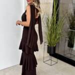 Vestido Volantes Cruzado Marrón