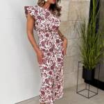 Vestido Solapas Flor Vino