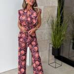 Conjunto Romina Coral Berenjena Sin Mangas