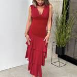 Vestido Volante Fular Rojo