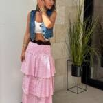 Falda Larga Rayas Rosa