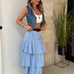 Falda Larga Rayas Azul