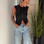 Top Guipur Negro