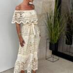 Vestido Calado Beige