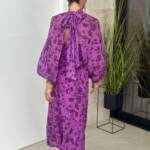 Vestido Manguitos Gasa Morado