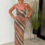 Vestido Lurex Rayas Marrón