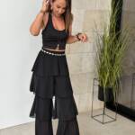 Pantalón Volantes Negro
