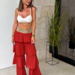 Pantalón Volantes Teja