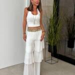 Pantalón Volantes Blanco