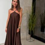 Vestido Piedras Marrón