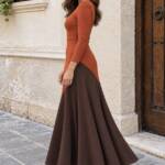 Vestido Bicolor Teja
