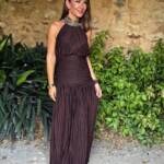 Vestido Lurex Marrón