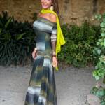 Vestido Bardot Gasa Estampado Verde