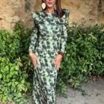 Vestido Solapas Estampado Verde