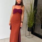 Vestido Bicolor Teja