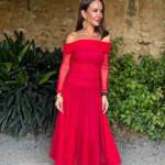 Vestido Bardot Gasa Rojo