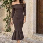 Vestido Bardot Marrón