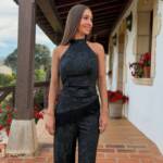 Conjunto Jacquard Flecos Negro
