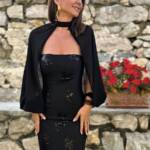 Vestido Palabra de Honor Manguitos Negro