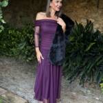 Vestido Bardot Gasa Berenjena